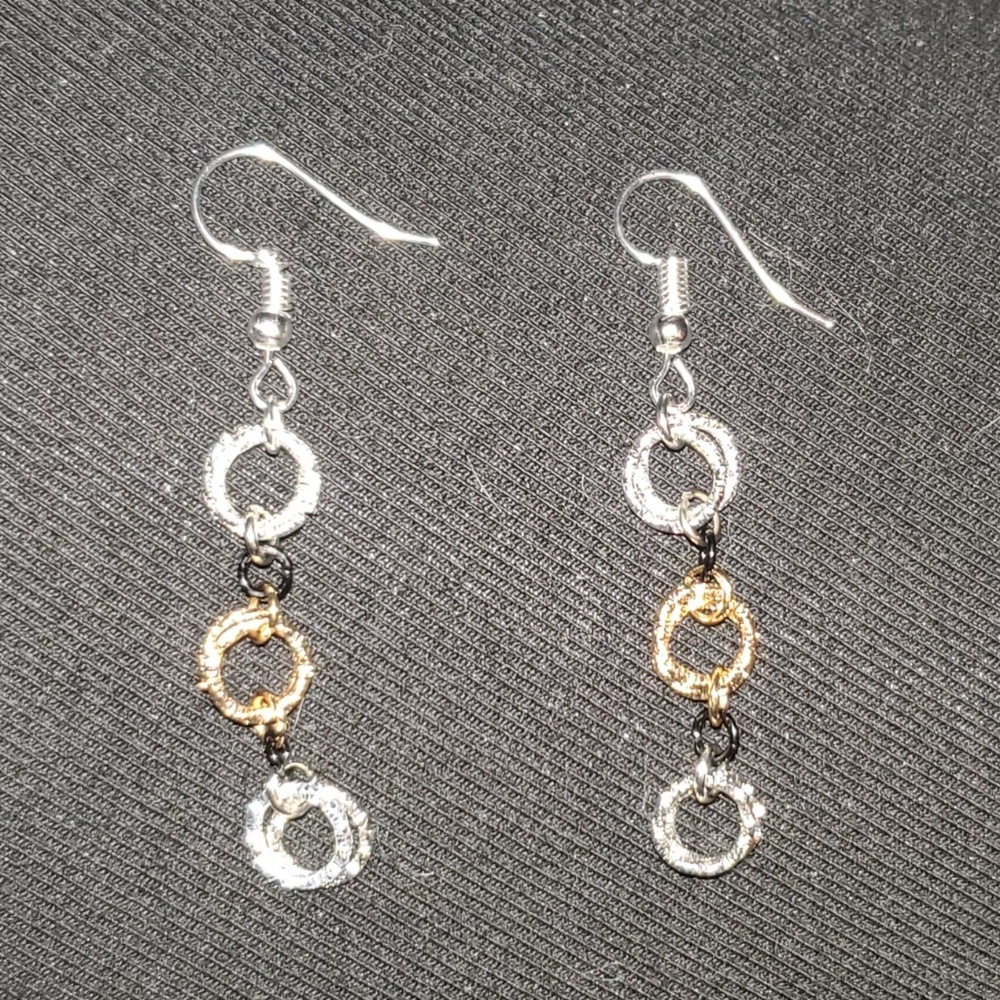 Handmade 2-tone Chainmail Style Earrings